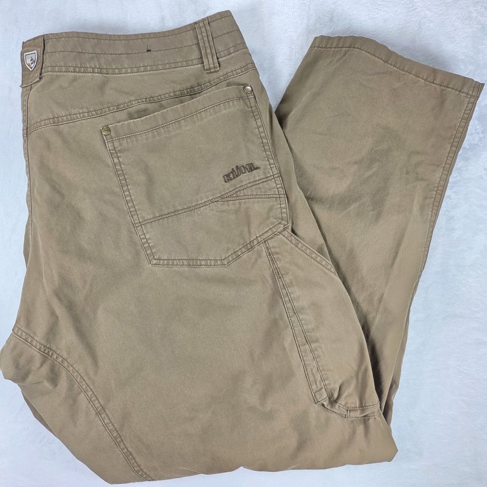 Kuhl Revolr‎ Khaki Brown Cotton Blend Utility Pants Mens 40x30 Articulated Knee